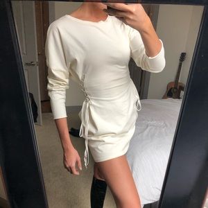 Silence and Noise cream lace up mini dress size XS